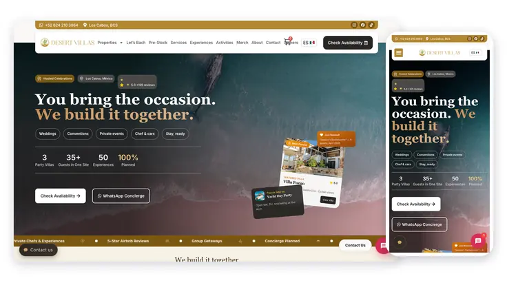 Desert Villas | Los Cabos, proyecto web de Ad Center