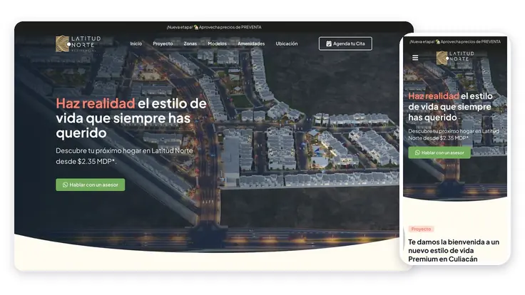 Latitud Norte | Desarrollo Residencial, proyecto web de Ad Center