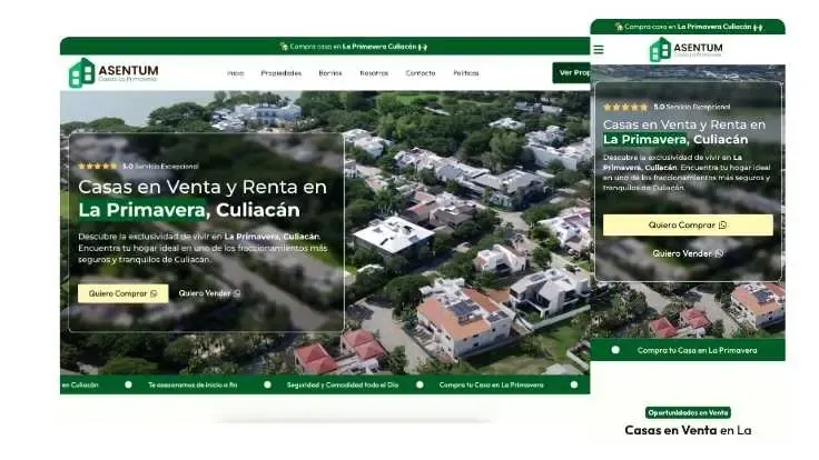 Asentum | Inmobiliaria, proyecto web de Ad Center