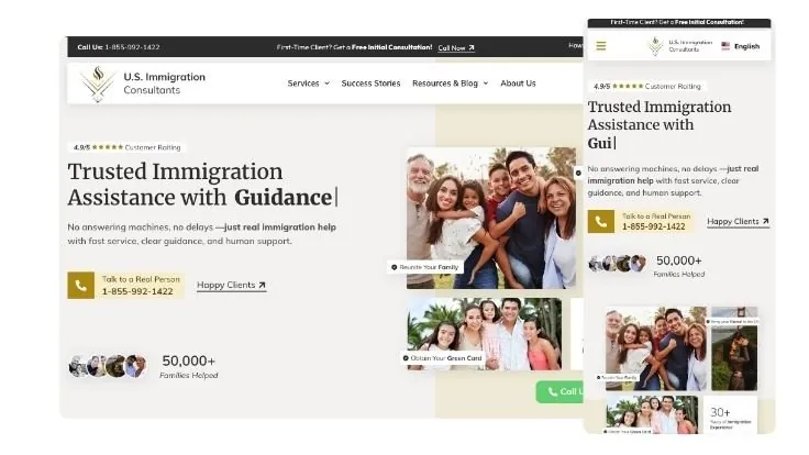 U.S. Immigration Services, proyecto web de Ad Center