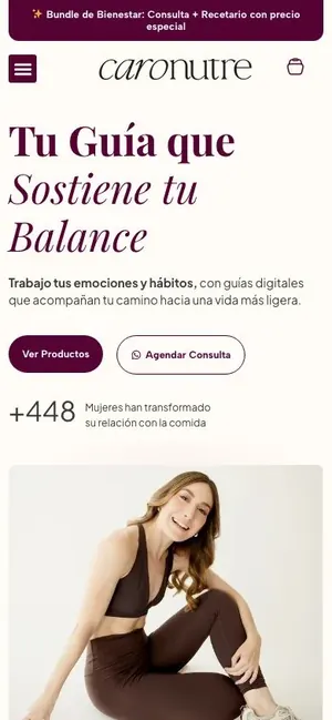 Tienda en línea de Caro Nutre en celular