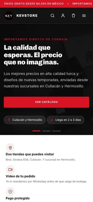 Tienda en línea de Kevstore en celular
